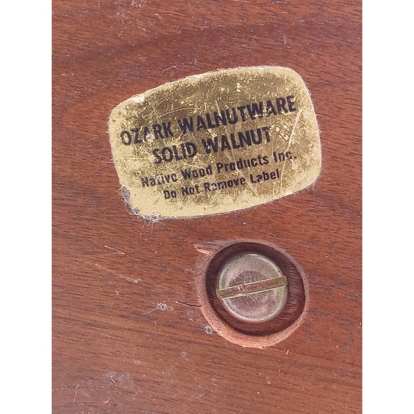 Vintage Ozark Walnutware Canape Tray 2 Tier Solid Walnut w/ Gold Handle (shelf) - Picture 5 of 5